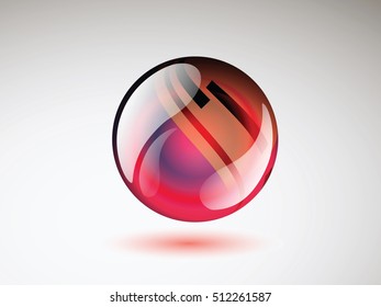 Computer graphic sphere with design elements inside. Vector illustration of logo for your design.  