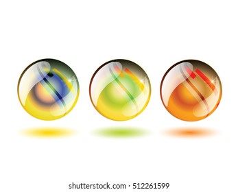 Computer graphic sphere with design elements inside. Vector illustration of logo for your design.  