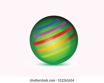 Computer graphic sphere with design elements inside. Vector illustration of logo for your design.  