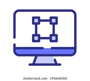 computer graphic tool single isolated icon with dash or dashed purple line style