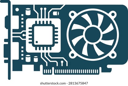Computer Graphics Card GPU Silhouette Icon