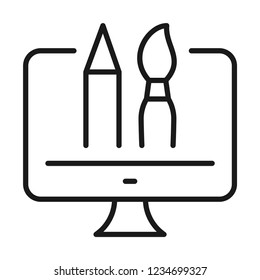 computer graphics icon. Design symbol. Line style