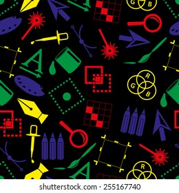 computer graphics symbols dark color seamless pattern eps10