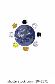 Computer graphics that symbolize the nations are equals