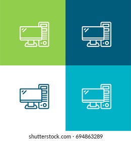Computer green and blue material color minimal icon or logo design