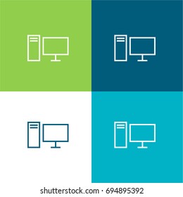 Computer green and blue material color minimal icon or logo design