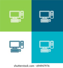 Computer green and blue material color minimal icon or logo design