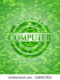 Computer green mosaic emblem