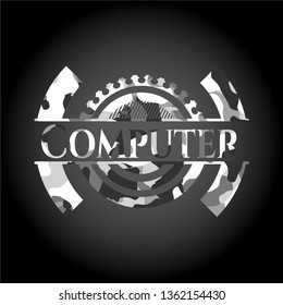 Computer grey camouflage emblem