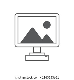 computer with grey picture vector illustration design
