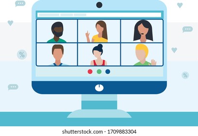 Computer Group 6 People Doing Video Stock Vector (Royalty Free ...