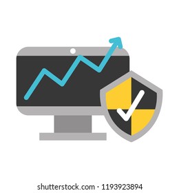 computer growth arrow shield protection big data security