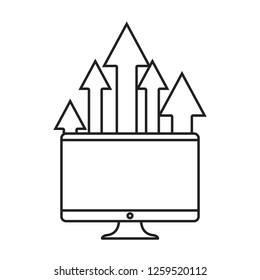 computer growth arrows on white background