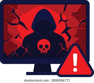 Computer hacker cyber security threat concept with warning sign cybersecurity computer security identity internet