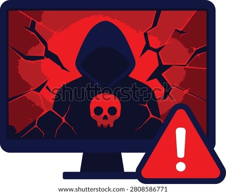 Computer hacker cyber security threat concept with warning sign cybersecurity computer security identity internet