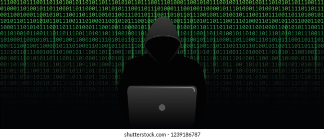 computer hacker cybercrime concept with binary code web background vector illustration EPS10