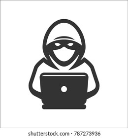 Computer hacker with laptop icon