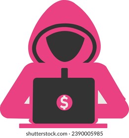 Computer hacker with laptop vector