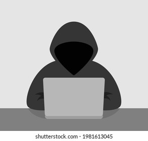 Computer hacker with laptop vector icon