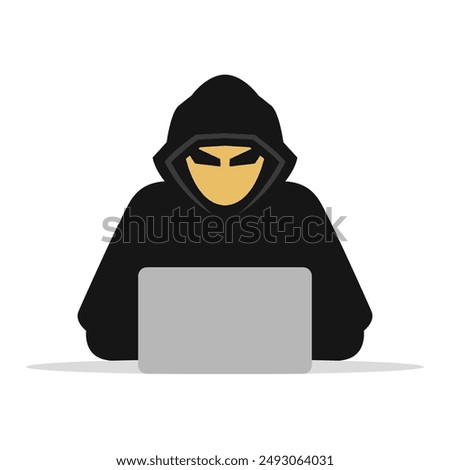 computer hacker mascot flat vector illustration logo icon clipart