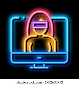 computer hacker neon light sign vector. Glowing bright icon computer hacker sign. transparent symbol illustration