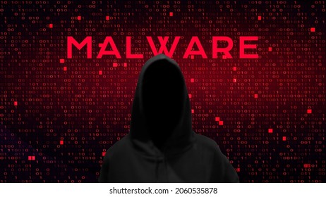 Computer hacker on abstract binary code background. Hacking concept