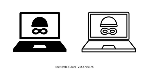 Computer hacker vector icon set. Spy app searching symbol