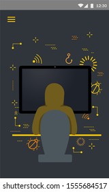 Computer hacker. Vector illustration isolated background. For the network