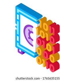 Computer Hacking with Binary Code Icon Vector. Isometric Computer Hacking with Binary Code sign. color isolated symbol illustration