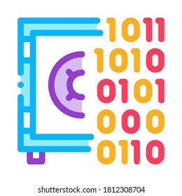 Computer Hacking with Binary Code Icon Vector. Outline Computer Hacking with Binary Code Sign. Isolated Contour Symbol Illustration