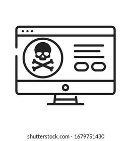 Computer hacking black line icon. Attempt to exploit a computer system or a private network inside a computer. Pictogram for web page, mobile app, promo. UI UX GUI design element. Editable stroke