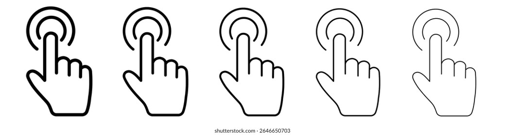 Computer hand cursor click icon flat simple outline logo