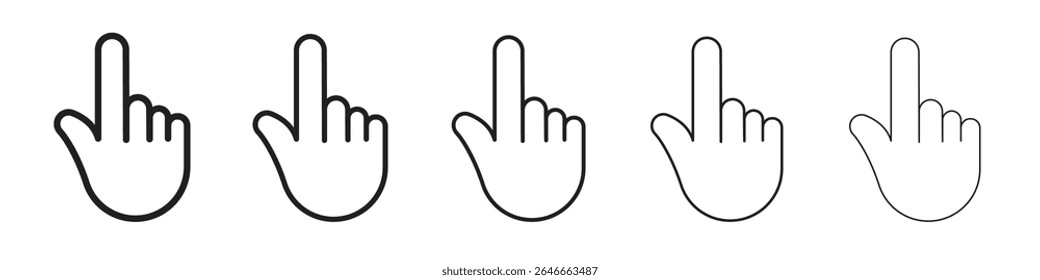 Computer hand cursor click icon black and white vector sign