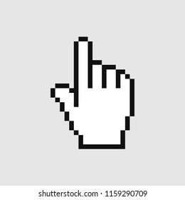 Computer hand cursor, Pixelated hand pointer, vector illustration