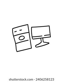 computer hand draw icon, vector best line icon.