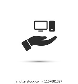 computer in hand icon