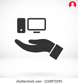 computer in hand icon