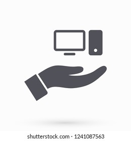 computer in hand icon
