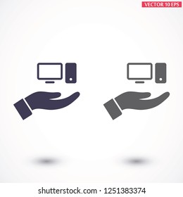 computer in hand icon