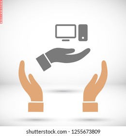 computer in hand icon