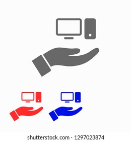 computer in hand icon