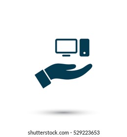 computer in hand icon