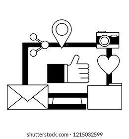 computer hand like share email social media
