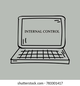 A computer hand painted. Business illustration with the inscription:internal control