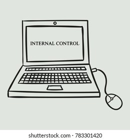 A computer hand painted. Business illustration with the inscription:internal control