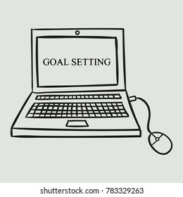 A computer hand painted. Business illustration with the inscription:goal setting