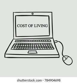 A computer hand painted. Business illustration with the inscription:cost of living