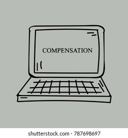 A computer hand painted. Business illustration with the inscription:compensation