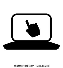 computer and hand pointer icon image vector illustration design 