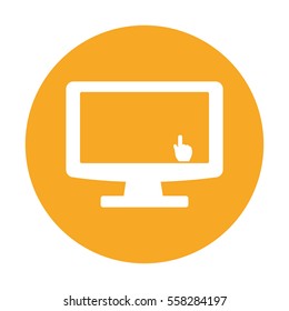 computer and hand pointer icon image vector illustration design 